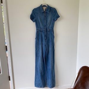 Alice & Olivia stretch denim wide leg jumpsuit